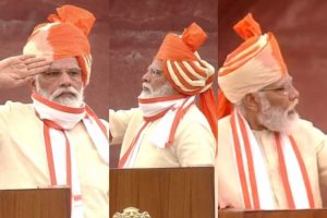 PM Modi opts for orange-yellow coloured headgear for 74th Independence Day celebration