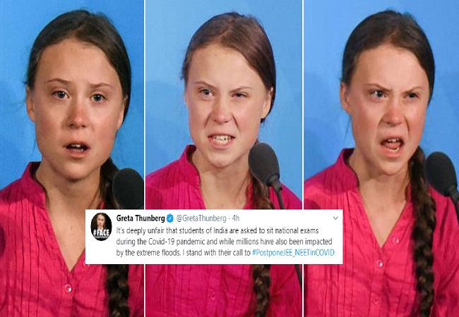 Greta Thunberg calls for postponing JEE and NEET, says deeply unfair for Indian students to sit in national exams during COVID-19