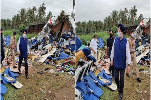 Aviation Minister Hardeep Singh Puri visits plane crash site, takes stock of relief measures