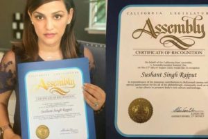 Sushant Singh Rajput honoured by California State Assembly, sister Shweta shares certificate