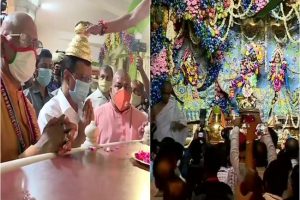 Kejriwal visits ISKCON on Janmashtami, prays for everyone’s health