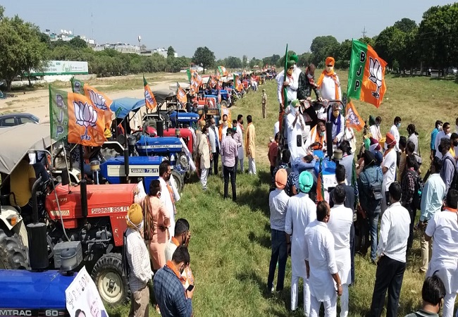 Tractor rally to support farm legislations passed by Parliament
