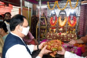BJP national president JP Nadda offers prayers at Badi Patan Devi Temple in Patna | See Pics