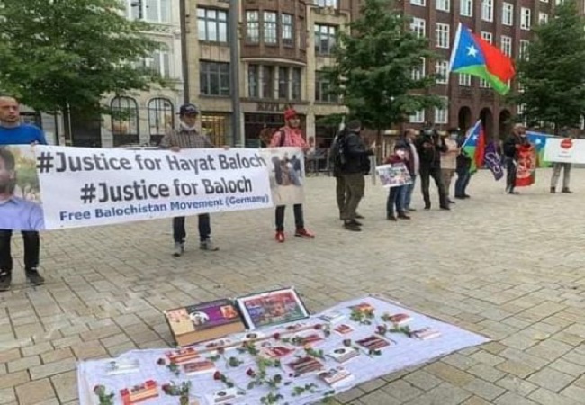 Free Balochistan Movement protest against Hayat Baloch's murder in Germany