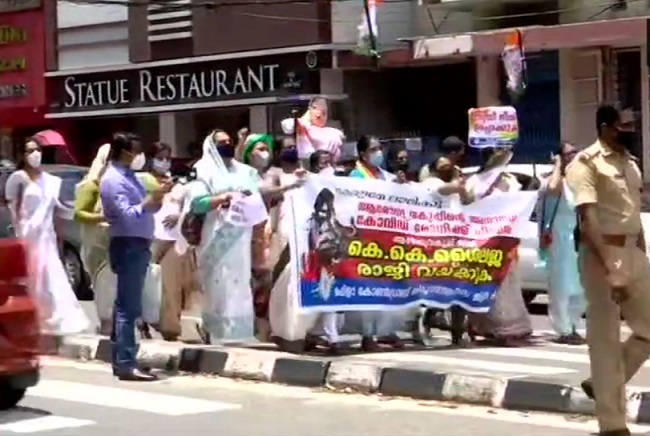 Kerala protest over rape of Covid patient