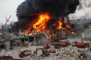 Weeks after powerful blast, massive fire breaks out at Beirut port
