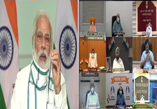 Need to increase focus on testing, tracing, treatment & surveillance, says PM Modi in Covid-19 review meet with CMs