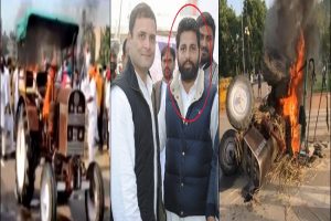 Tractor torched by Congress workers at India Gate was already burnt 8 days ago at Ambala protests
