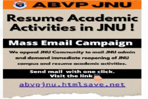 ABVP launches email campaign, seeking resumption of academic activities in JNU