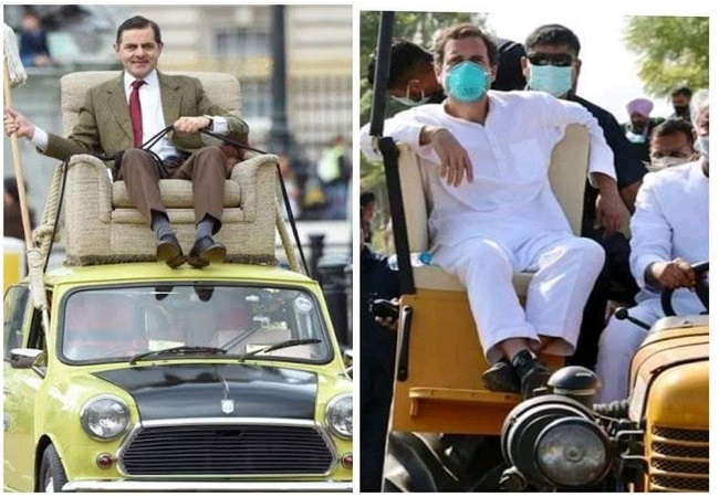 Netizens troll Rahul Gandhi over his 'Sofa-Cum Tractor', compares him to Mr. Bean as photo of his tractor rally goes viral