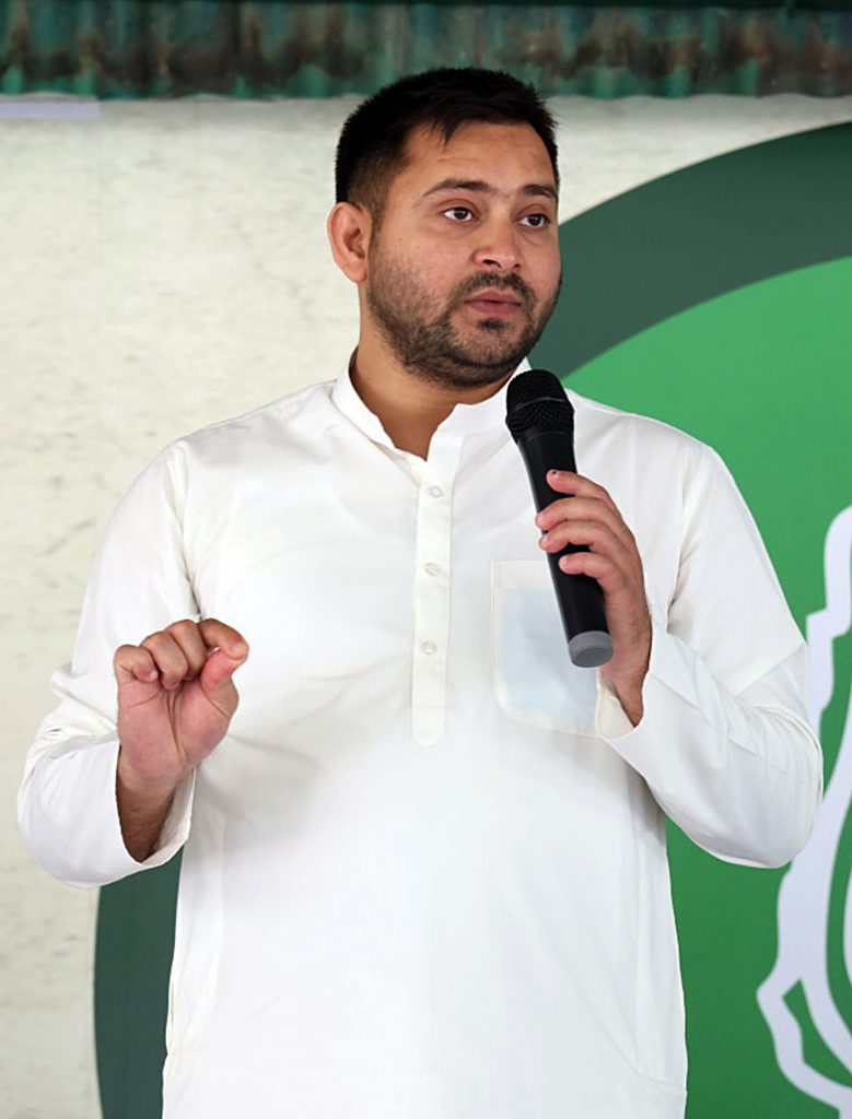 RJD leader Tejaswi Yadav addressing during party legislators meeting