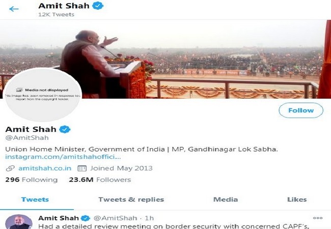 After Twitter removes Amit Shah’s display picture citing copyright violation, restored later