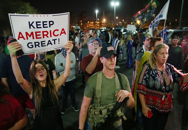 US Elections 2020: Trump supporters protest outside Arizona election center