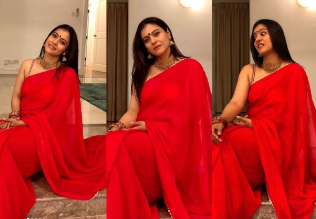 Karva Chauth 2020: Kajol shares stunning pictures in red saree, channels different moods during the fast