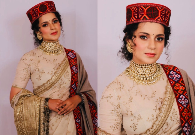 Kangana Ranaut stuns in traditional “pahadi attire” for brother Aksht Ritu’s wedding RECEPTION; See Pics