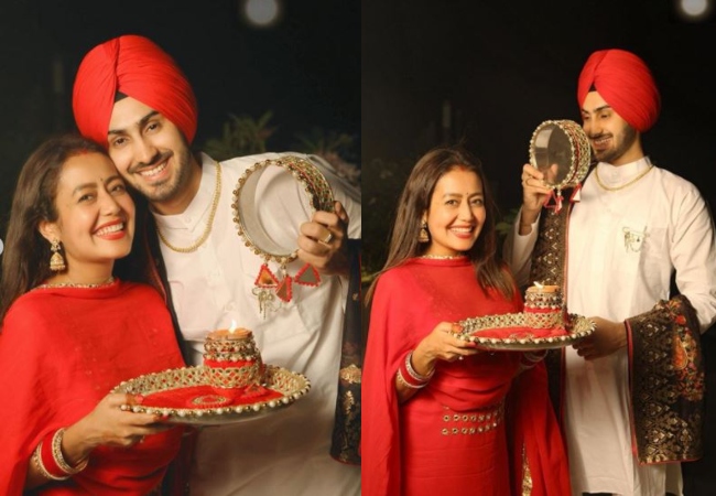 Neha Kakkar’s first Karva Chauth with hubby Rohanpreet Singh; See Pics