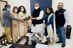 Kangana Ranaut and team ‘Tejas’ meets Defence Minister Rajnath Singh, seeks his ‘blessings’ for the film