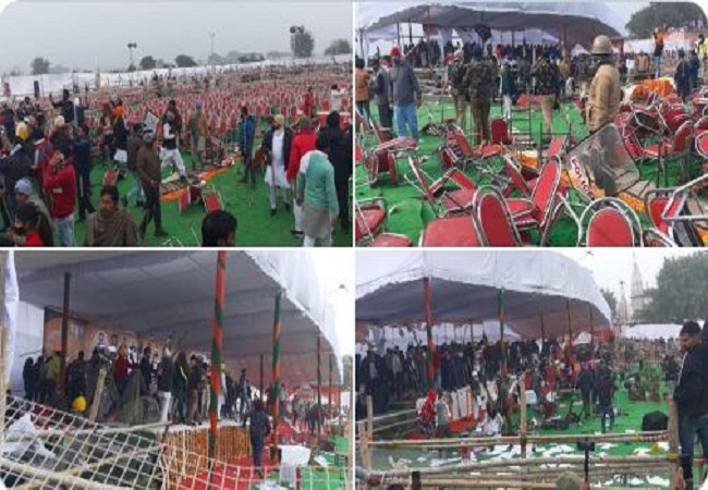 Haryana CM’s Kisan Mahapanchayat called off after farmers vandalise venue