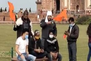 Saffron flag waived inside Taj Mahal by 4 youths, all booked (VIDEO)