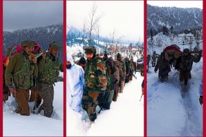J&K: Army jawans carry pregnant woman to hospital through knee-deep snow