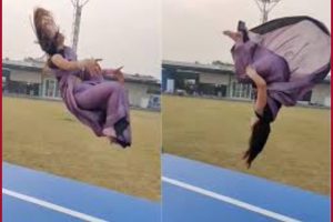 Internet can’t keep calm: Gymnast Parul Arora does gravity-defying backflips in a saree (Video)