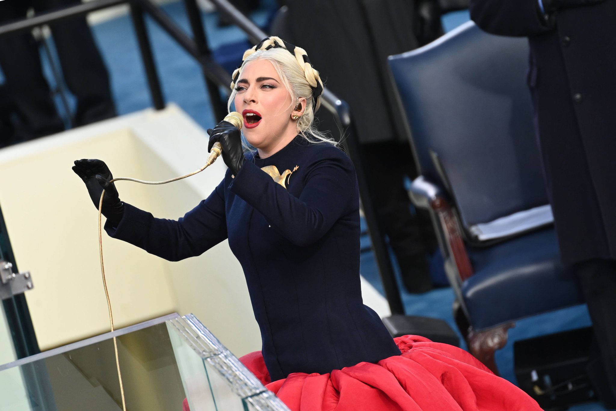 Lady Gaga performs the American national anthem at Joe Biden’s swearing-in ceremony; See Pics
