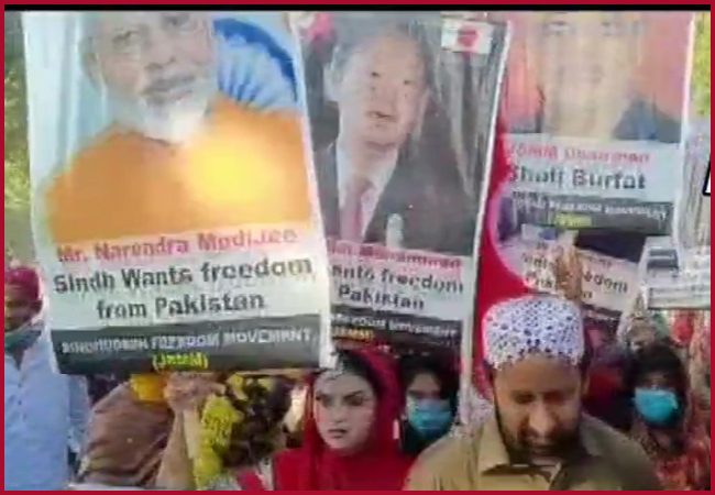 Placards of PM Modi, other world leaders raised at pro-freedom rally in Pakistan’s Sindh(Video)