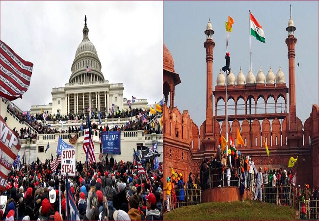 Capitol Hill moment in India: Agitating farmers enter Red Fort, wave their own flag (VIDEO)