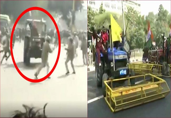 Tractor rally: Violence near ITO area as protestors try to run over cops