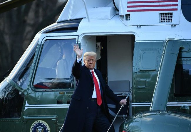 Trump leaves White House for final time as US President
