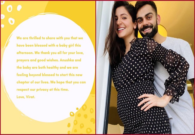 Virat, Anushka blessed with baby girl, wishes pour in
