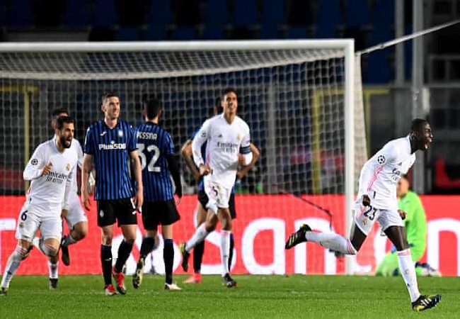 Real Madrid gets 1-0 lead against 10-men Atalanta in UCL