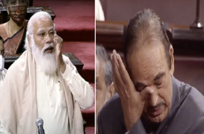Modi breaks down, Rajya Sabha