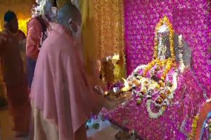 CM Yogi Adityanath offers prayer at Hanuman Garhi Temple in Ayodhya