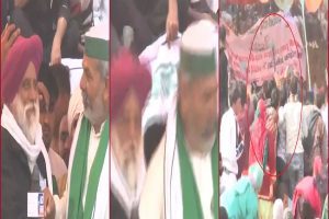 Dais collapses at farmer leader Rakesh Tikait’s ‘mahapanchayat’ in Haryana’s Jind (Video)