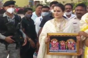 Actor Kangana Ranaut visits Sree Jagannath Temple in Puri, Odisha