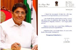 ‘Whatever was done, was a sacred duty’: Kiran Bedi’s farewell note