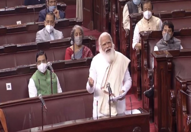 PM Modi calls Netaji Shubash Chandra Bose first PM in Rajya Sabha (Video)