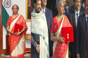 Nirmala Sitharaman dons ‘auspicious’ red for budget day look