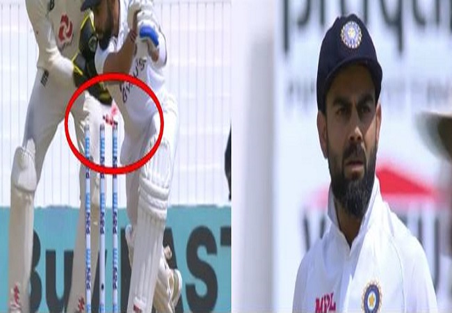 Virat Kohli stunned after getting clean bowled on ducks (video)