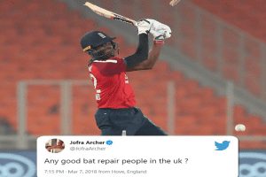 Ind vs Eng: Jofra Archer looks for people to repair his bat in a 3-year-old tweet