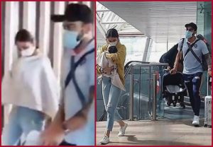 Anushka Sharma holds daughter Vamika as Virat Kohli carries luggage | See Pics