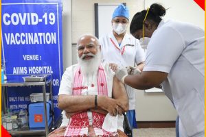 PM Modi takes first dose of the COVID-19 vaccine at AIIMS Delhi