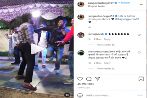 Sangeeta Phogal is all hearts for husband Bajrang Punia’s dance (VIDEO)