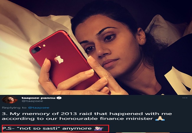 Taapsee pannu tweets for the 1st time after IT raid, says she is “not so sasti” anymore