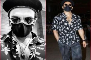 Ranveer Singh keeps it stylish in his floral shirt, striped pants with metallic sneakers & nails his airport look