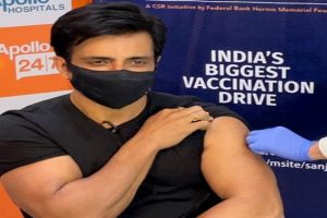 Sonu Sood receives first shot of COVID-19 vaccine