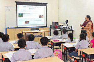 Sona Comstar inaugurates smart classroom for students at Begumpur Khatola senior secondary school in Gurugram