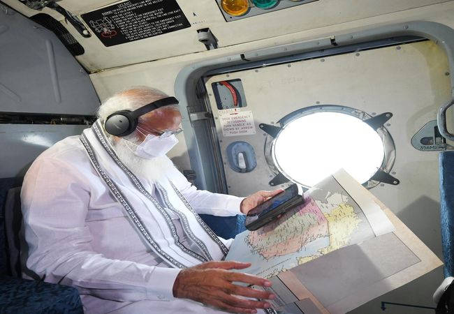 PM Modi - aerial survey
