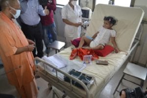IN PICs: CM Yogi visits Gorakhpur hospital, meets children under treatment
